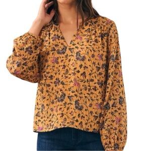 Faherty Silk Yellow Floral Top